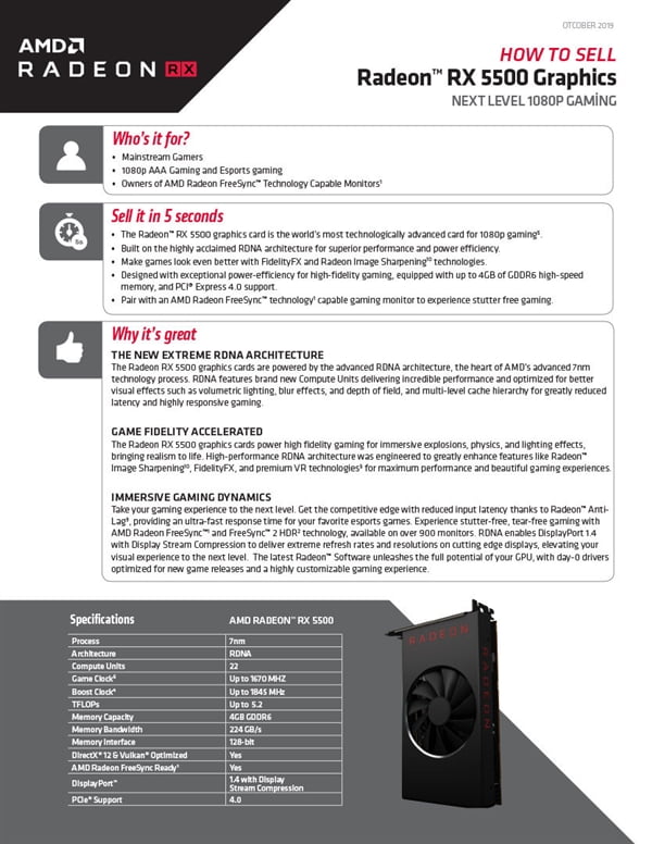 AMD RX 5500 Official Specifications & Performance Leaks